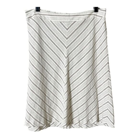 For Cynthia Linen Blend Chevron Stripe A-Line Skirt Size Medium - Picture 1 of 6